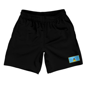 Saint Lucia Country Heritage Flag Athletic Running Fitness Exercise Shorts 7" Inseam Made In USA Shorts by Ultras Saint Lucia Country Heritage Flag Athletic Running Fitness Exercise Shorts 7" Inseam Made In USA Shorts by Ultras