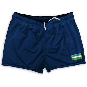 Uzbekistan Country Heritage Flag Shorty Short Gym Shorts 2.5" Inseam Made In USA by Ultras