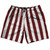 Maroon Red & White Vertical Stripe Swim Shorts 7.5" Made in USA by Ultras