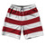 Cardinal Red & White Horizontal Stripe 10" Swim Shorts Made in USA by Ultras