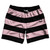Pale Pink & Black Horizontal Stripe 7" Swim Shorts Made in USA by Ultras