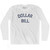 Dollar Bill Adult Cotton Long Sleeve T-Shirt-White