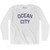 Maryland Ocean City Adult Cotton Long Sleeve Vintage T-shirt - White
