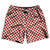 Cardinal Red & White Checkerboard Swim Shorts 7.5" Made in USA-Cardinal Red & White Cardinal Red & White Checkerboard Swim Shorts 7.5" Made in USA-Cardinal Red & White