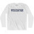 Wisconsin State Stencil Adult Cotton Long Sleeve T-shirt - White