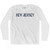 New Jersey State Stencil Adult Cotton Long Sleeve T-shirt - White