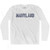 Maryland State Stencil Adult Cotton Long Sleeve T-shirt - White