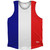 France Country Flag Athletic Tank Top Made in USA - White Blue