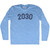 2030 Year Celebration Adult Tri-Blend Long Sleeve T-shirt - Athletic Blue