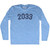 2033 Year Celebration Adult Tri-Blend Long Sleeve T-shirt - Athletic Blue