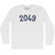 2049 Year Celebration Adult Cotton Long Sleeve T-shirt - White