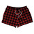 Red Dark And Black Houndstooth 2.5" Swim Shorts Made In USA