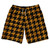 Orange Burnt And Black Houndstooth 10" Swim Shorts Made In USA