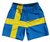 ADULT MEDIUM- Sweden Country Flag Athletic Running Fitness Exercise Shorts 7" Inseam Made In USA - Blue Yellow- Final Sale SM4