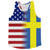 American Flag And Sweden Flag Combination Running Racerback Singlet Track Tank Top