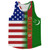 American Flag And Turmenistan Flag Combination Running Racerback Singlet Track Tank Top