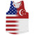 American Flag And Singapore Flag Combination Running Racerback Singlet Track Tank Top