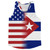 American Flag And Cuba Flag Combination Running Racerback Singlet Track Tank Top