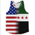 American Flag And Syria Flag Combination Running Racerback Singlet Track Tank Top