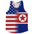 American Flag And North Korea Flag Combination Running Racerback Singlet Track Tank Top