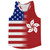 American Flag And Hong Kong Flag Combination Running Racerback Singlet Track Tank Top