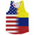 American Flag And Colombia Flag Combination Running Racerback Singlet Track Tank Top