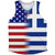 American Flag And Greece Flag Combination Athletic Tank Top
