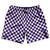 Checkerboard 1 Inch Purple Lakers and White Swim Shorts 7" Made in USA