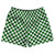 Checkerboard 1 Inch Green Kelly and White Rugby Shorts Made In USA
