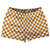 Checkerboard 1 Inch Orange Burnt and White Shorty Short Gym Shorts 2.5" Inseam Made In USA