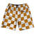 Checkerboard 2.5 Inches Orange Burnt and White 10" Swim Shorts Made in USA - Orange Burnt and White