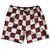 Checkerboard 2.5 Inches Red Maroon and White Swim Shorts 7" Made in USA - Red Maroon and White