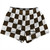 Checkerboard 2.5 Inches Brown Dark and White Womens & Girls Sport Shorts End Made In USA - Brown Dark and White