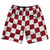 Checkerboard 2.5 Inches Red Cardinal and White 10" Swim Shorts Made in USA - Red Cardinal and White