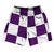 Checkerboard 5 Inches Purple Medium and White Soccer Shorts Made In USA