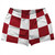 Checkerboard 5 Inches Red Cardinal and White Shorty Short Gym Shorts 2.5" Inseam Made In USA