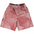 Multiple Lines Pattern Lacrosse Shorts Made In USA - Red Dark and White