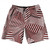 Multiple Lines Pattern 10" Swim Shorts Made in USA - Red Maroon and White Multiple Lines Pattern 10" Swim Shorts Made in USA - Red Maroon and White