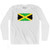 Jamaica Country Flag Adult Cotton Long Sleeve T-shirt - White Jamaica Country Flag Adult Cotton Long Sleeve T-shirt - White