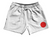 ADULT MEDIUM- Japan Country Flag 5" Swim Shorts Made in USA-Red White- Final Sale ZT82