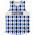 Argile Patterns Custom Finish Line Athletic Tank Top - Carolina Blue Navy Blue and White