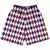 Argile Patterns Lacrosse Shorts Made In USA - Royal Blue Red Dark and White