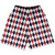Argile Patterns Basketball Practice Shorts Made In USA - Navy Blue Red Dark and White