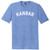 Kansas State Text White Font Mens Tri-Blend DTG T-shirt - Blue Heather