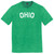Ohio State Text White Font Mens Tri-Blend DTG T-shirt - Green Kelly