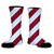 Candy Cane Design Athletic Crew Socks - Red Cardinal and White