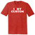 Custom I Heart Love Custom Text White Ink On Mens Tri-Blend DTG T-shirt - Red Heather