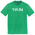 Tulsa Text White Font Mens Tri-Blend DTG T-shirt - Green Kelly