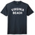 Virginia Beach Text White Font Mens Tri-Blend DTG T-shirt - Navy Blue Solid