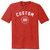 Custom Text Name Arched over Soccer Ball With Custom Number In Ball Mens Tri-Blend DTG T-shirt - Red Heather